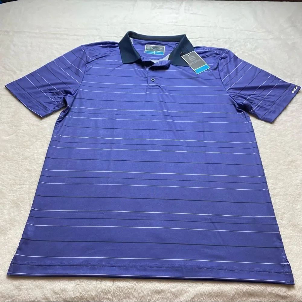 Etonic Short Sleeve Polo Purple with White Black Strip New With Tags S-Medium